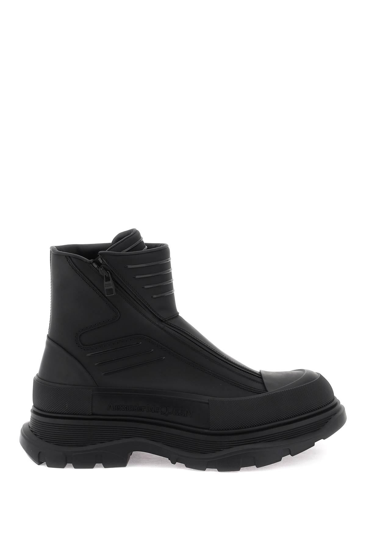 ALEXANDER MCQUEEN - RUBBERIZED FABRIC TREAD SLICK ANKLE BOOTS - 1