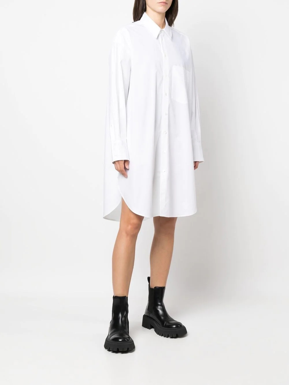 rhinestone logo shirt dress - 4