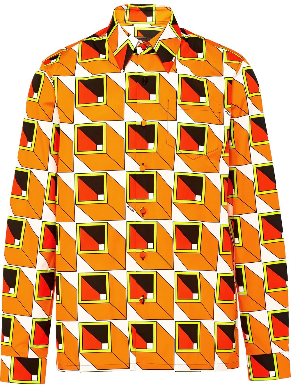 geometric-print cotton shirt - 1