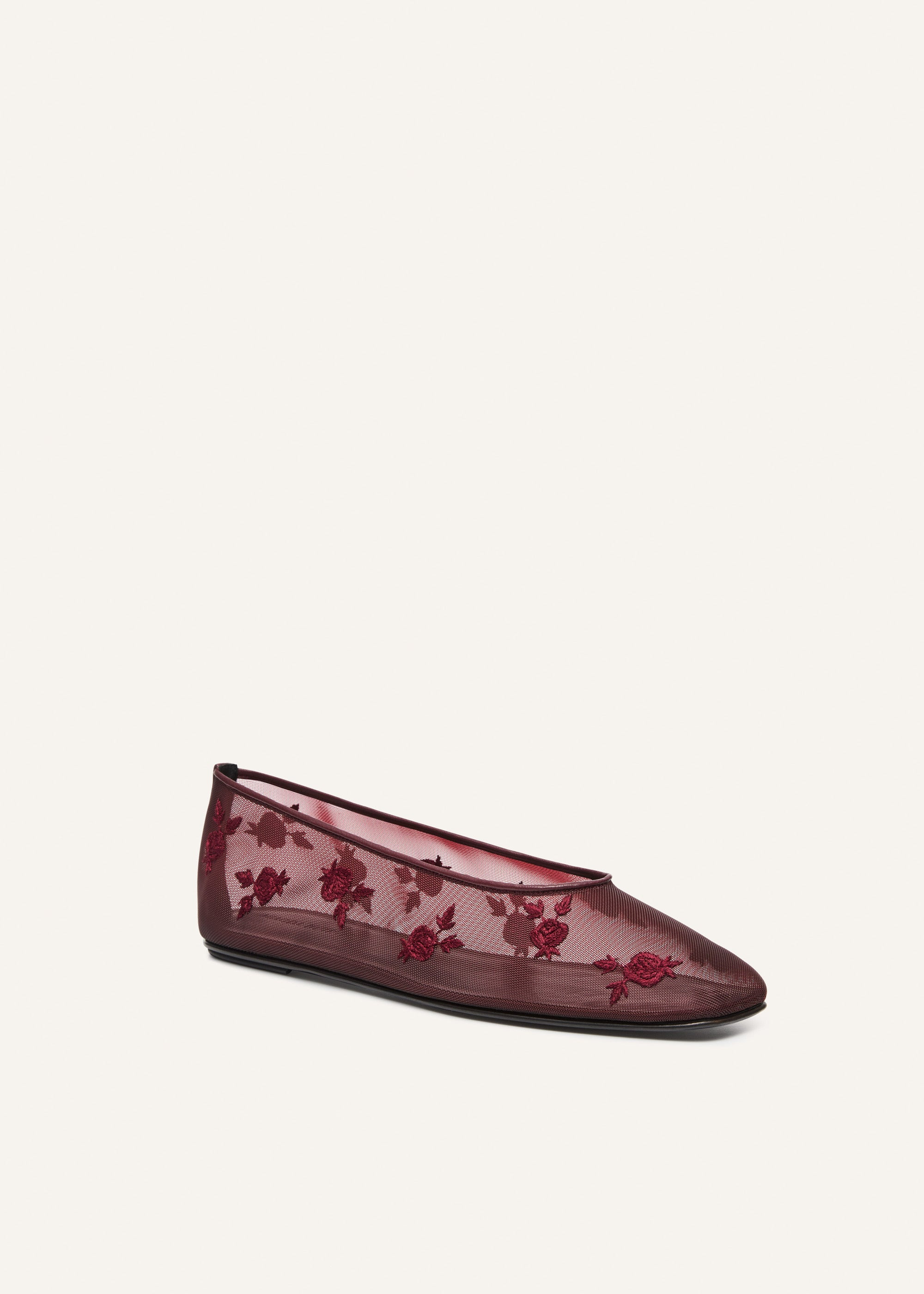 Mesh ballet flats in burgundy embroidery - 2