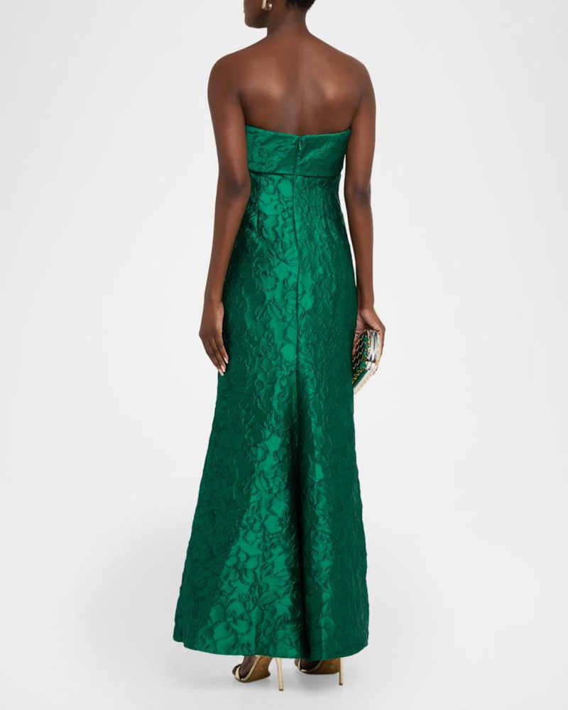 Strapless Floral Jacquard Trumpet Gown 3