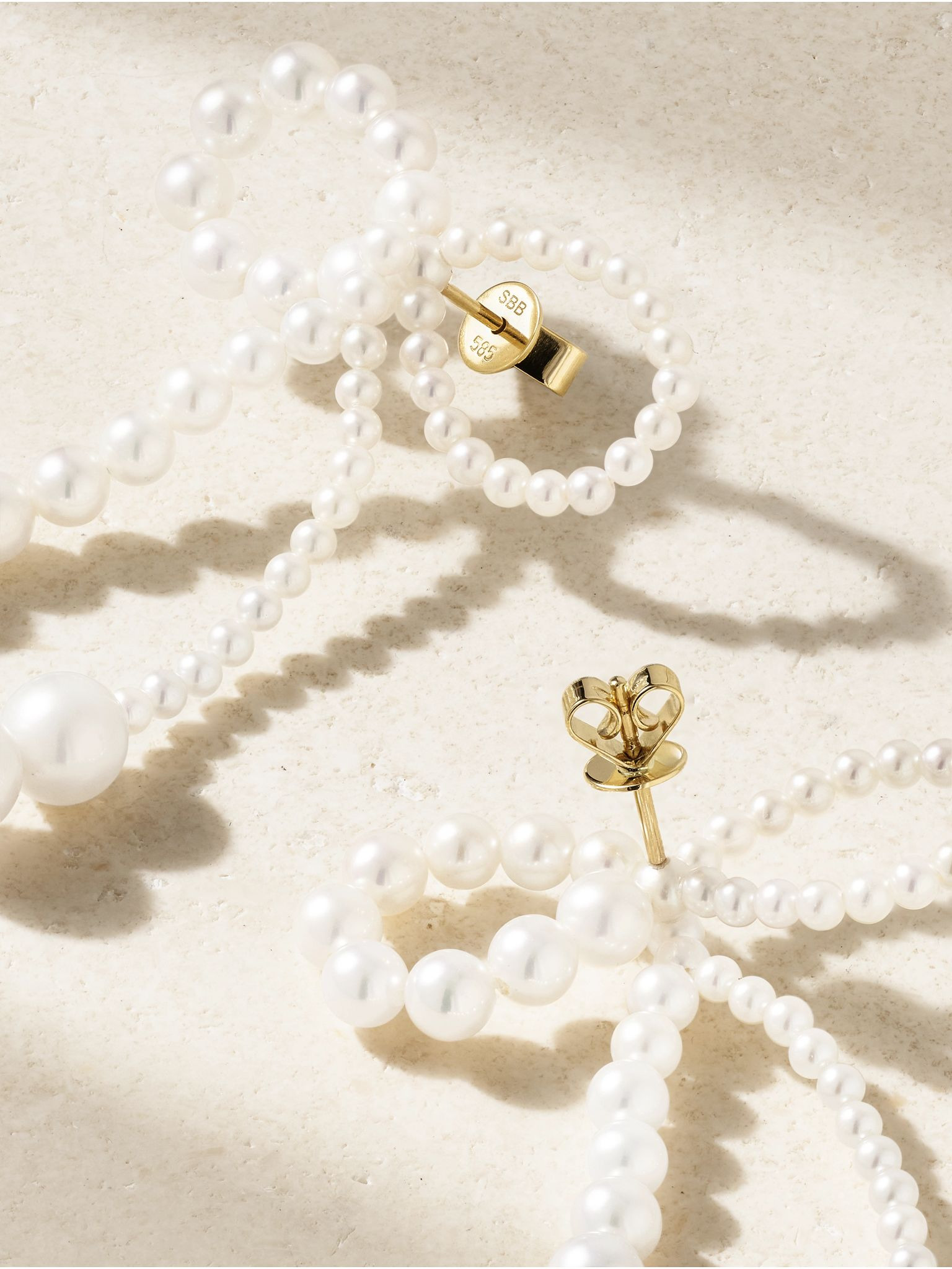 Grand Rosette 14-karat gold pearl earrings Gold - 3