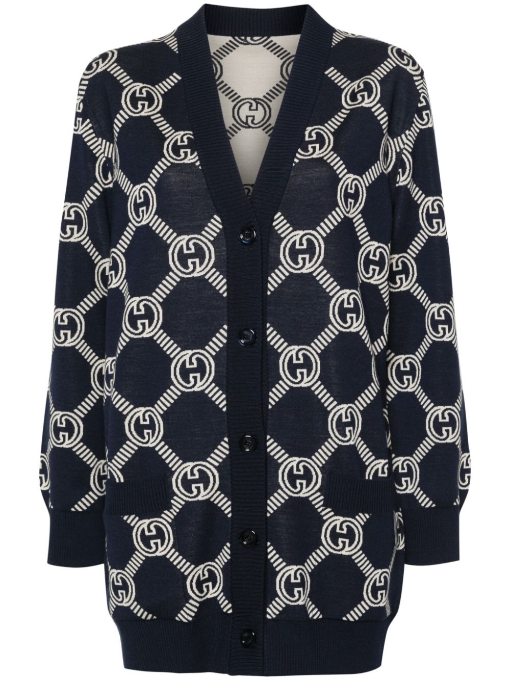 GG-jacquard reversible cardigan - 1