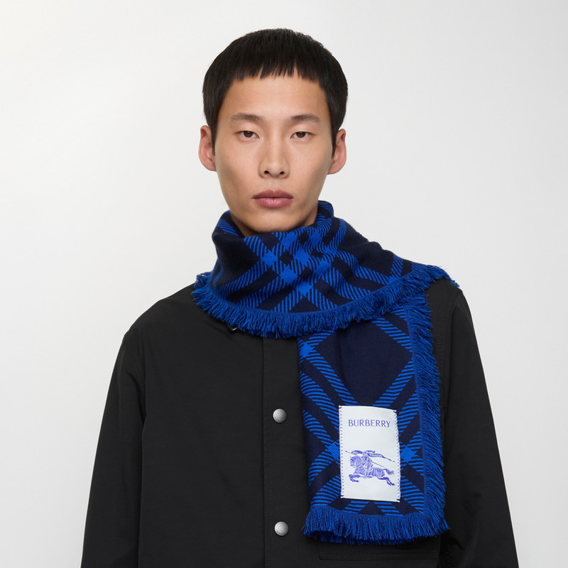 Wide Check Wool Silk Scarf 4