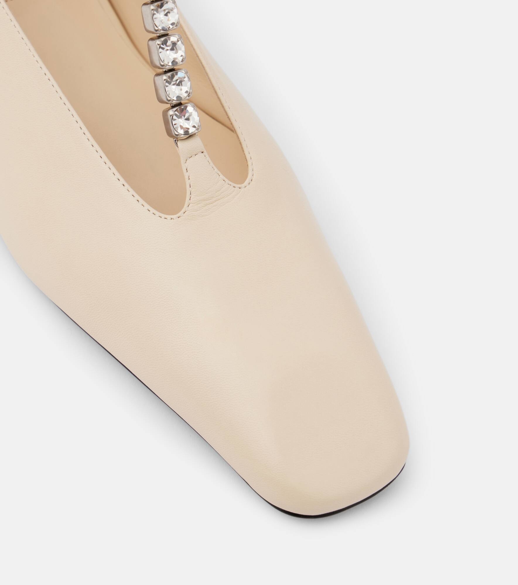 Crystal-embellished leather ballet flats - 6