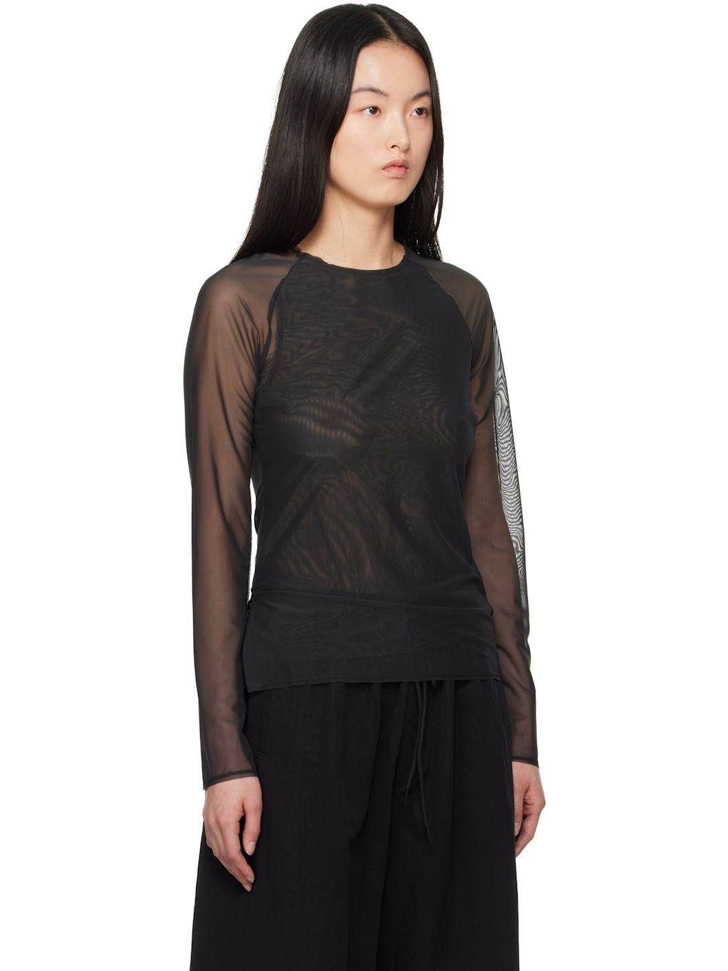 Black Mesh Fitted T-shirt - 2