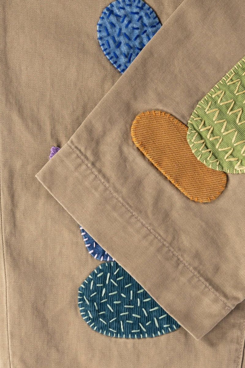 Chino High Waisted NIME Pants (CACTUS Embroidery) - Beige 3