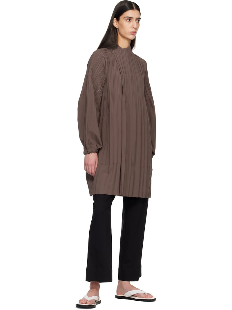 Pleats Please Issey Miyake Brown Smooth Coat outlook