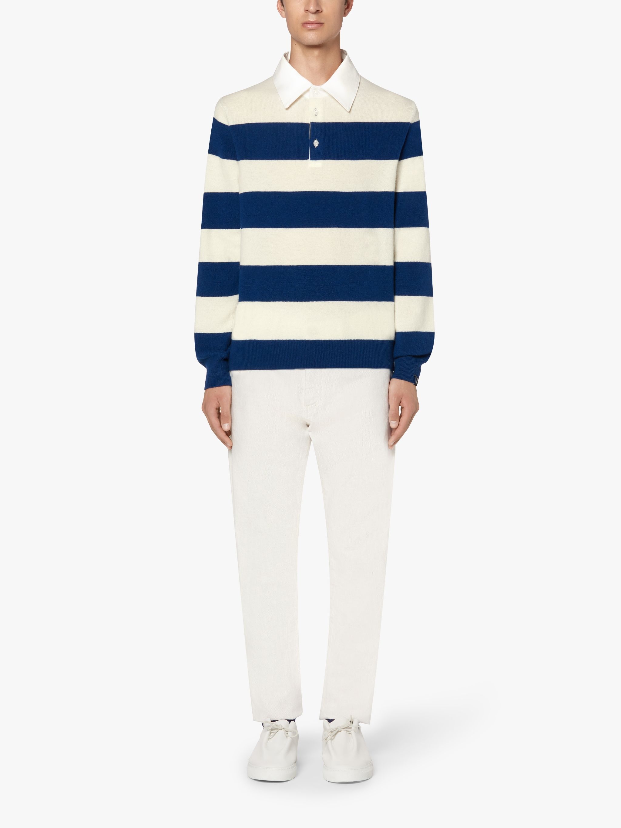 BLUE WOOL KNITTED RUGBY SHIRT | GKM-202 - 2