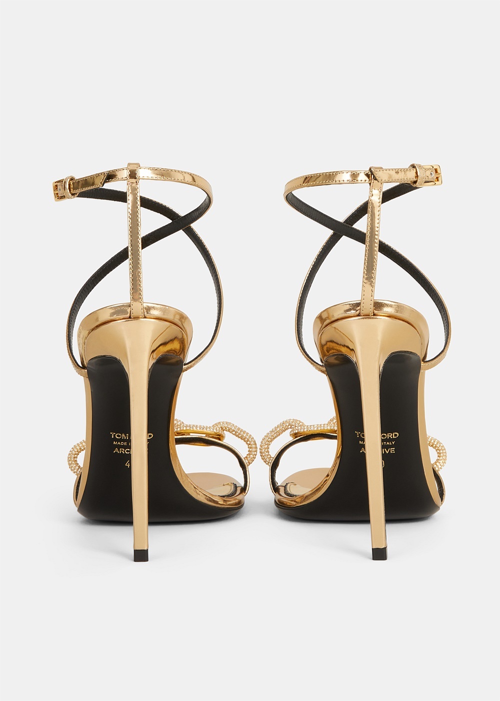 Gold Chain Ankle Wrap Sandals - 3