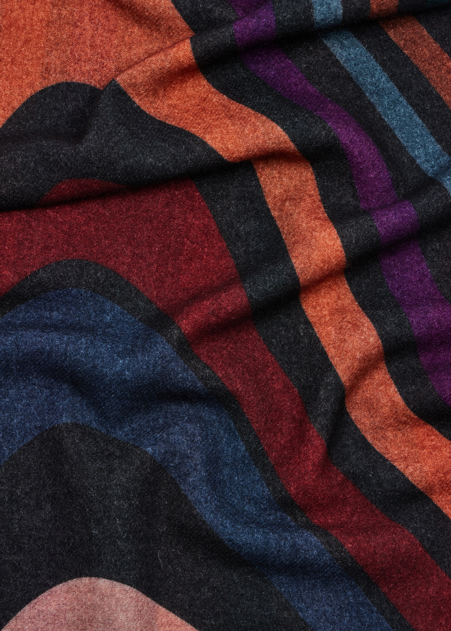 Women's Black Lightweight Wool 'Midnight Swirl' Scarf - 4