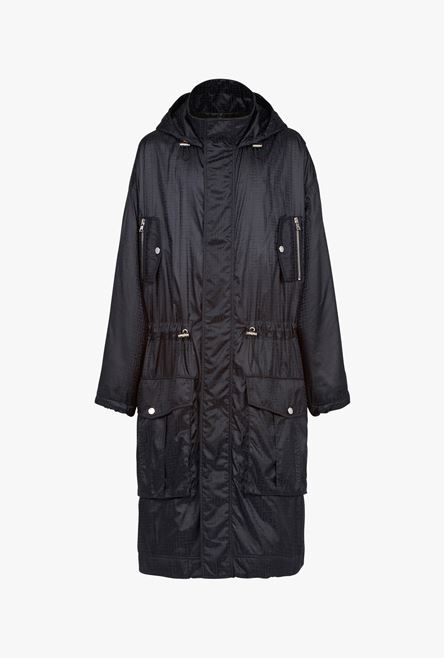 Oversized nylon parka with black Balmain monogram - 1