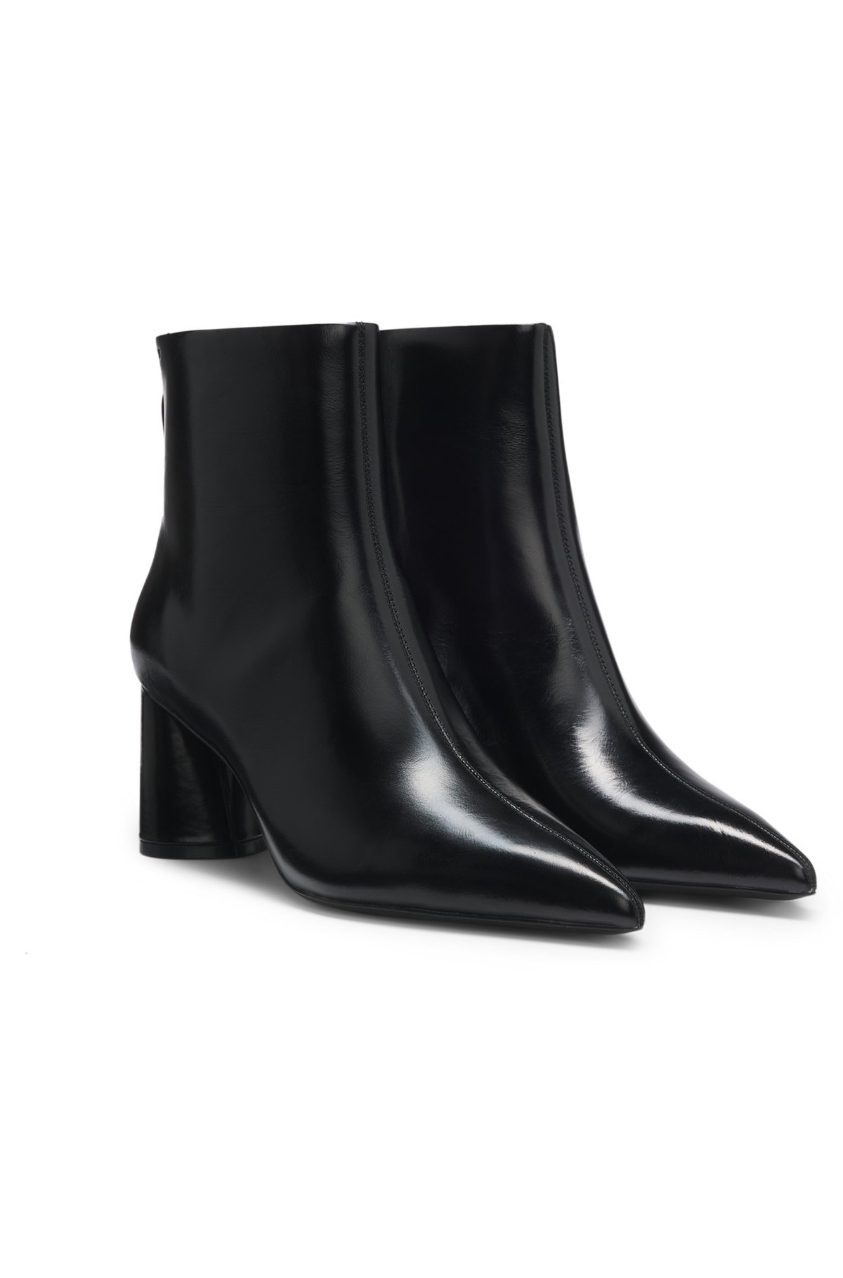 ANKLE BOOTS IN LEATHER WITH EMBOSSED LOGO - 2