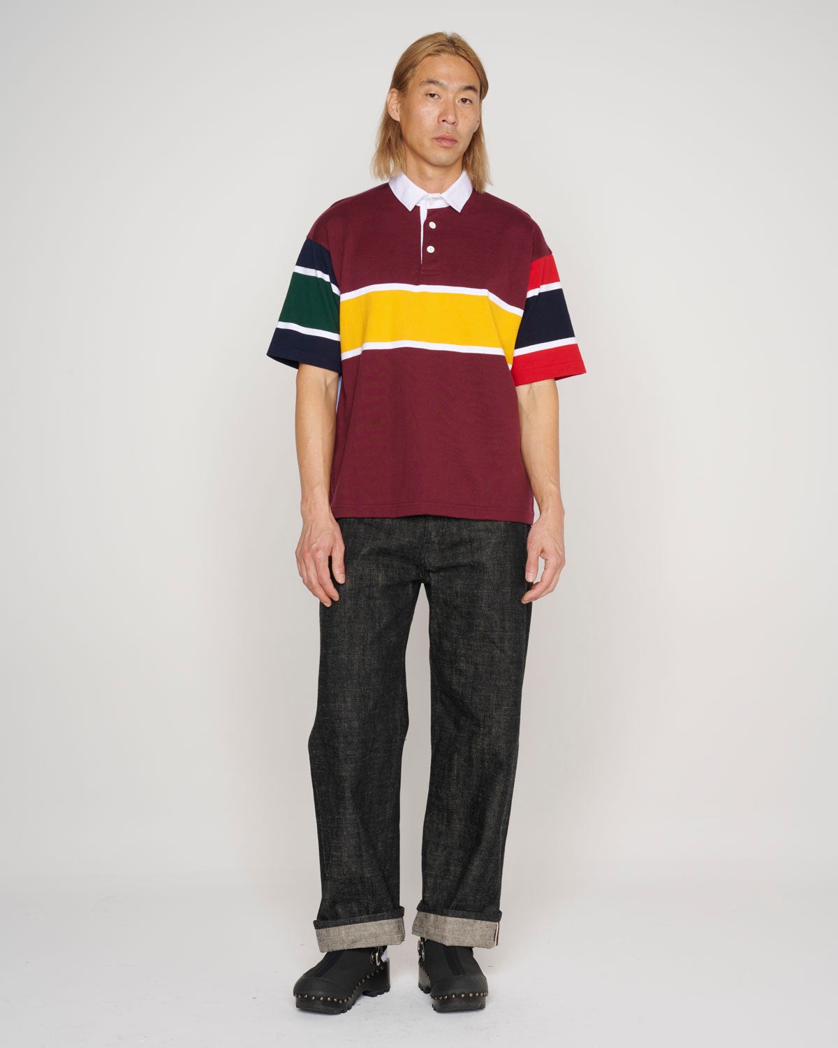Short Sleeve Rugby Shirt - Burgundy Multi - 7