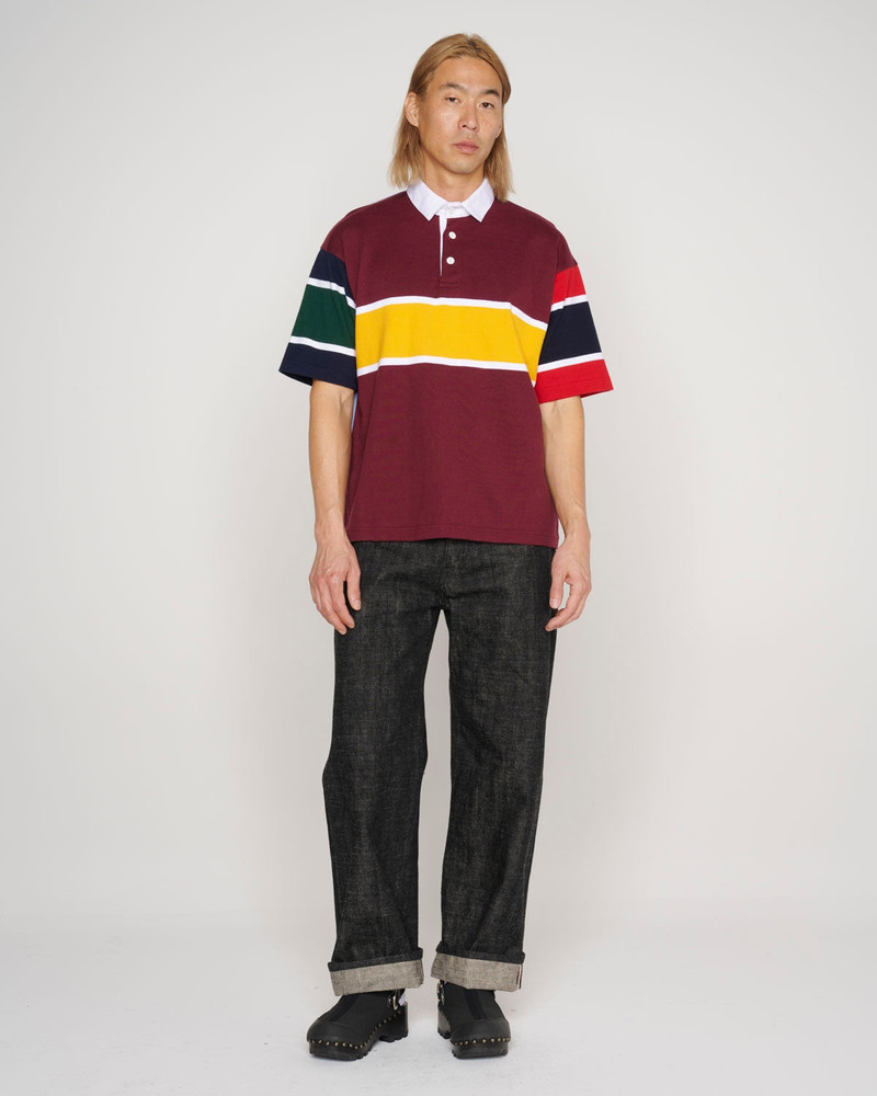 Short Sleeve Rugby Shirt - Burgundy Multi 7