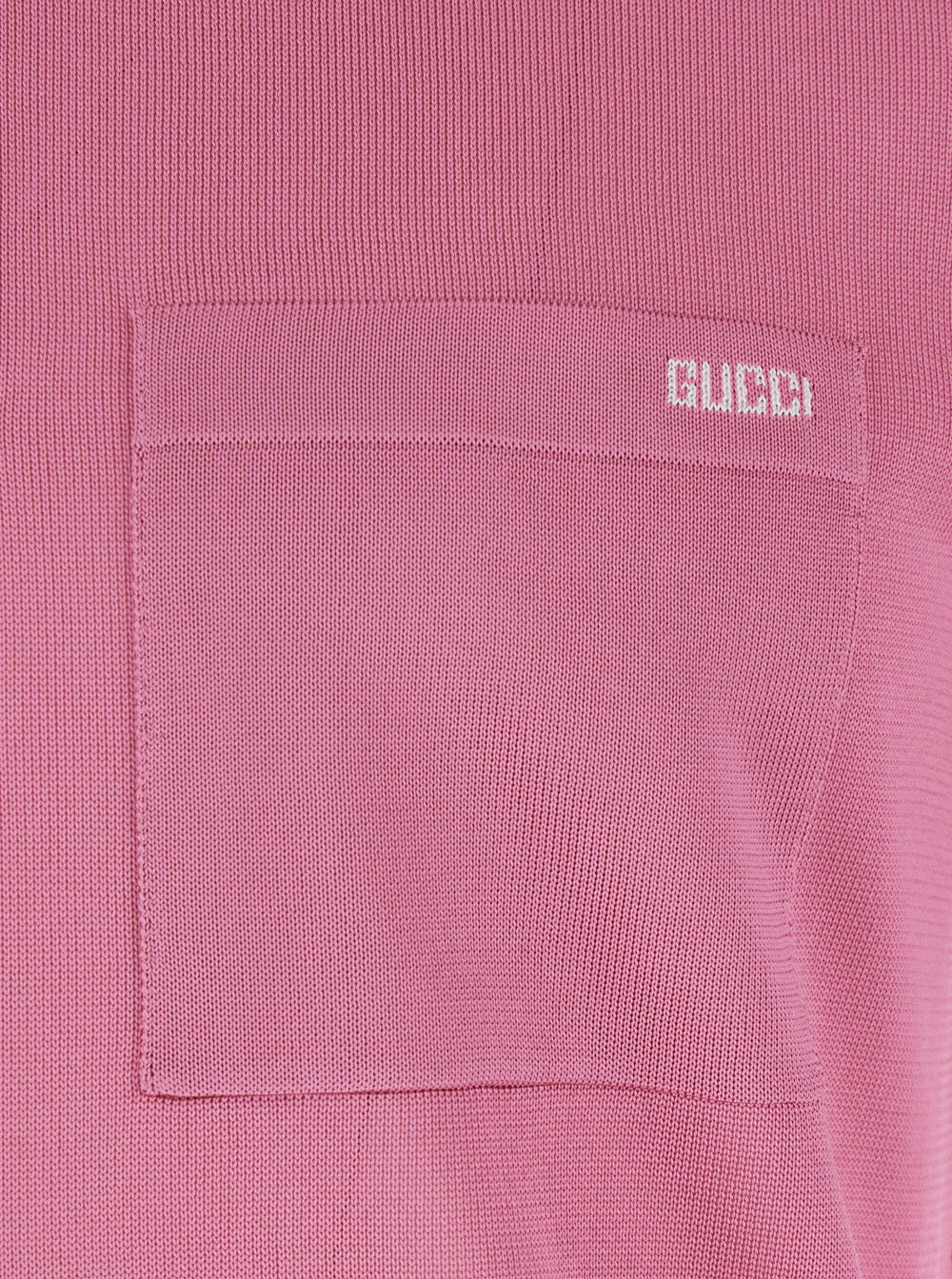 Gucci Men Pink Polo Shirt With Chest Pocket And Embroidered Logo On The Front In Fine Silk Knit Man - 3