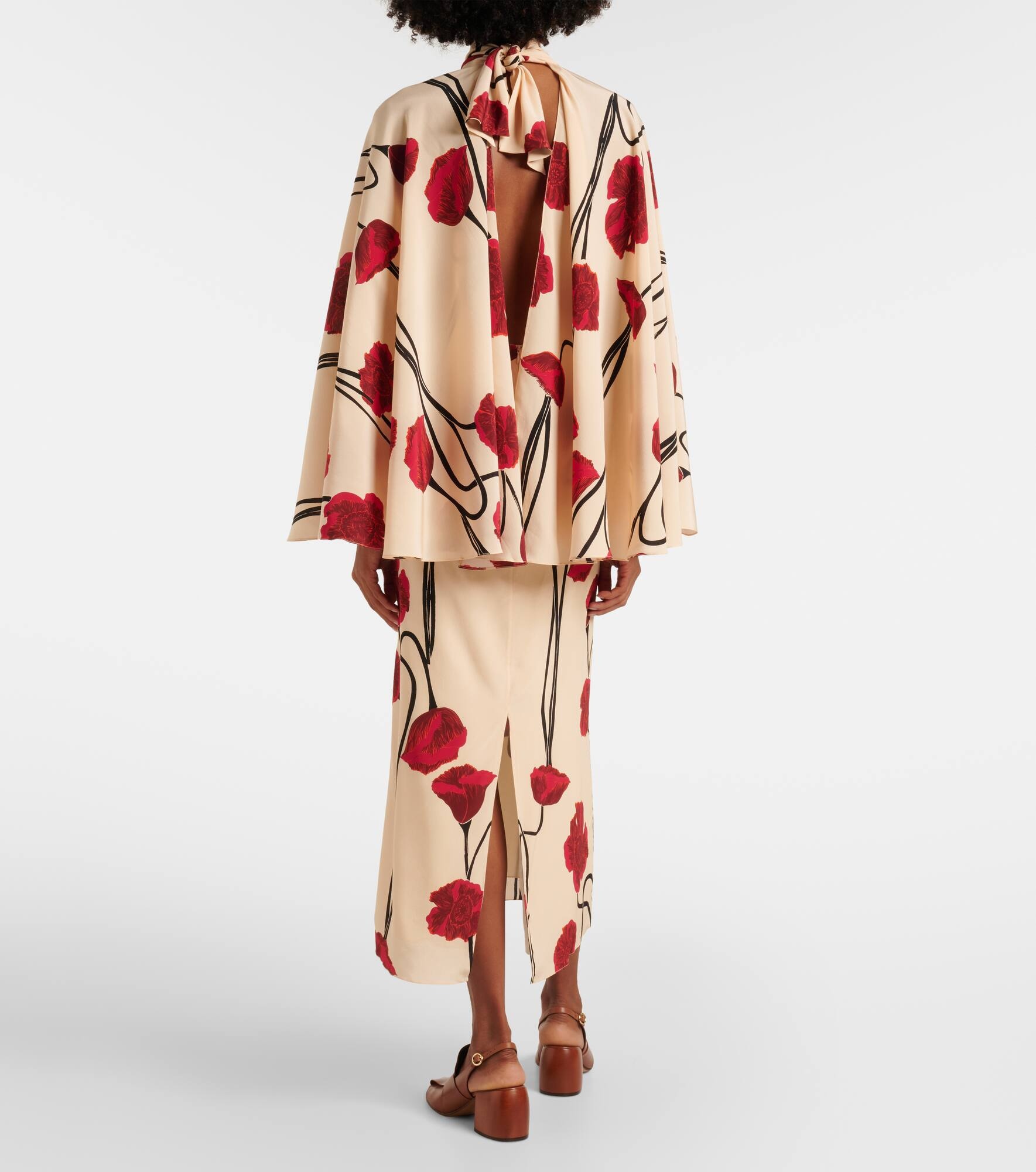 Draped floral silk maxi dress - 3