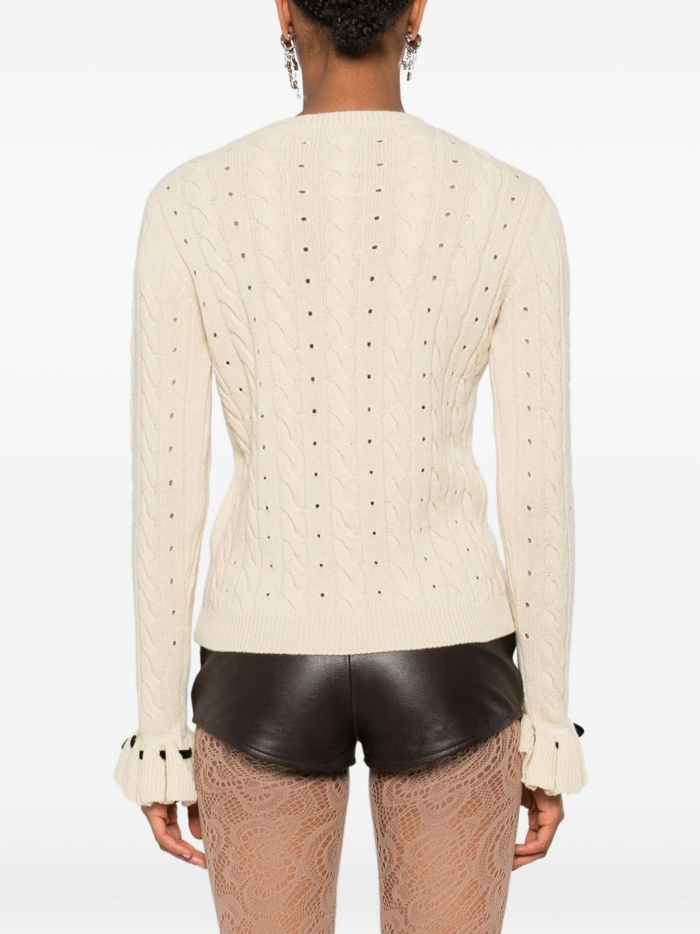 cable-knit ruffled-cuff sweater - 4