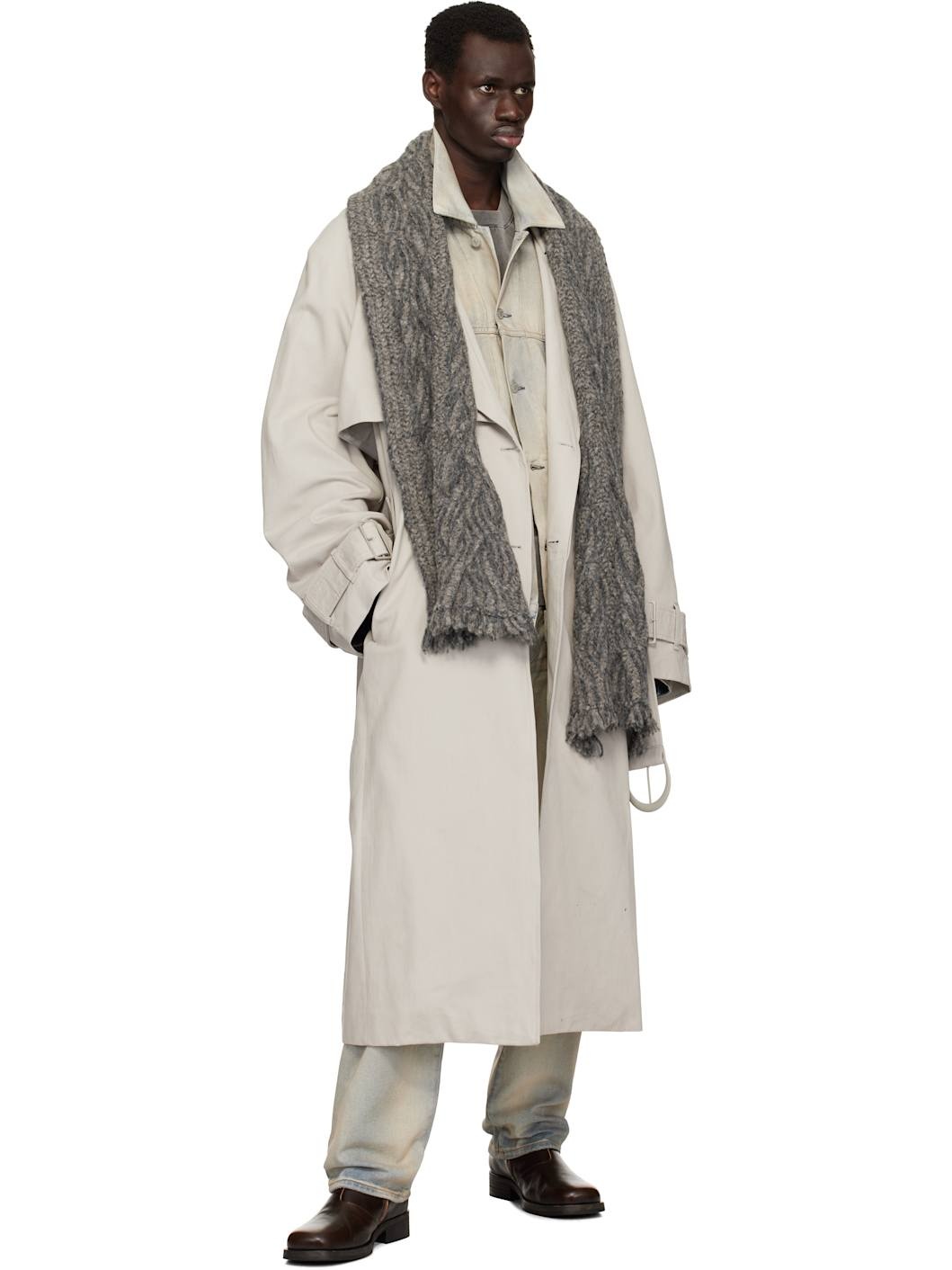 Gray Plait Scarf - 3