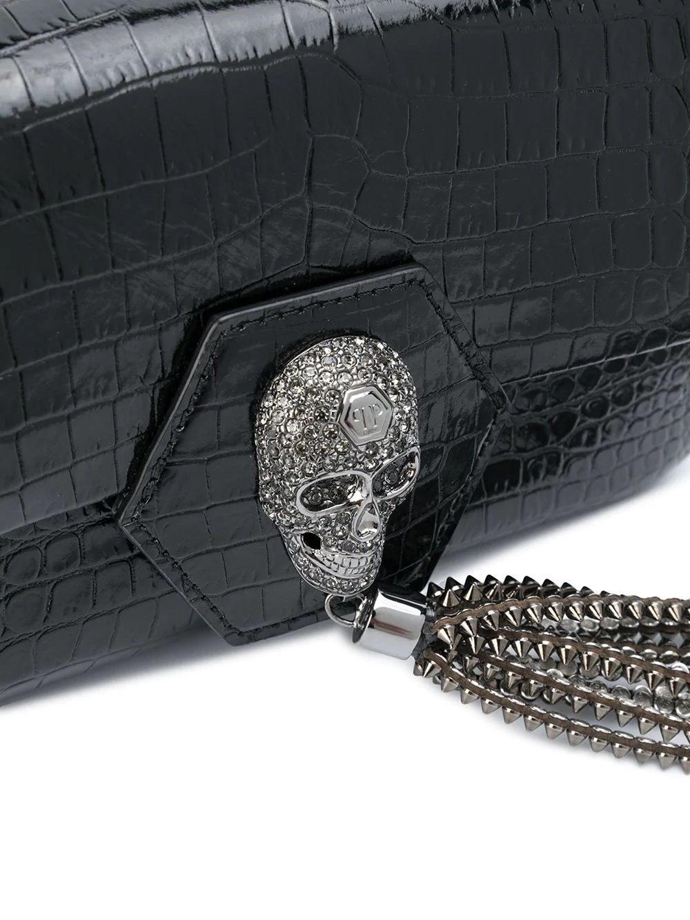 Skull detail embossed shoulder bag - 4