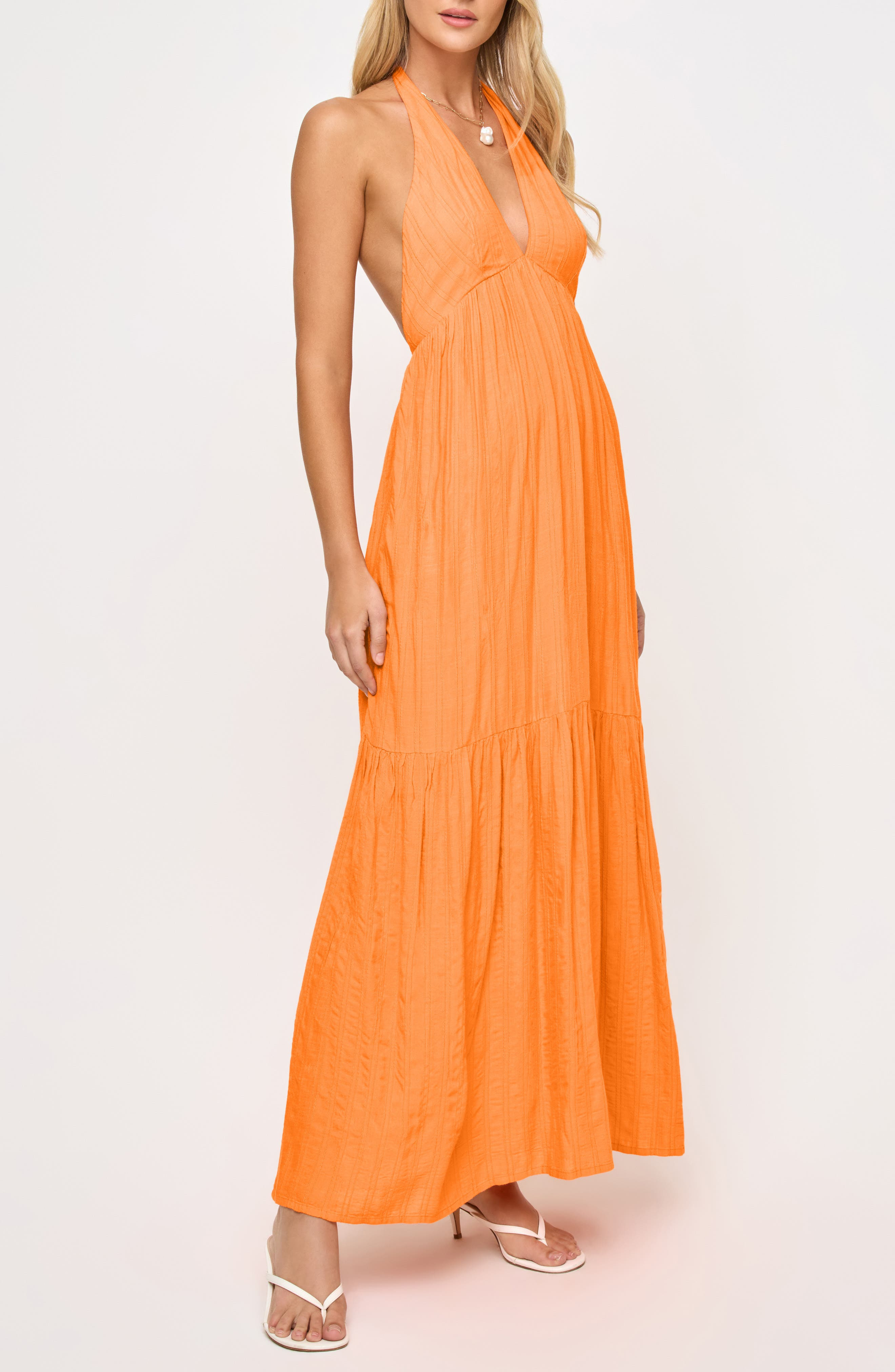 LSPACE Soller Halter Maxi Dress in Clementine at Nordstrom - 3