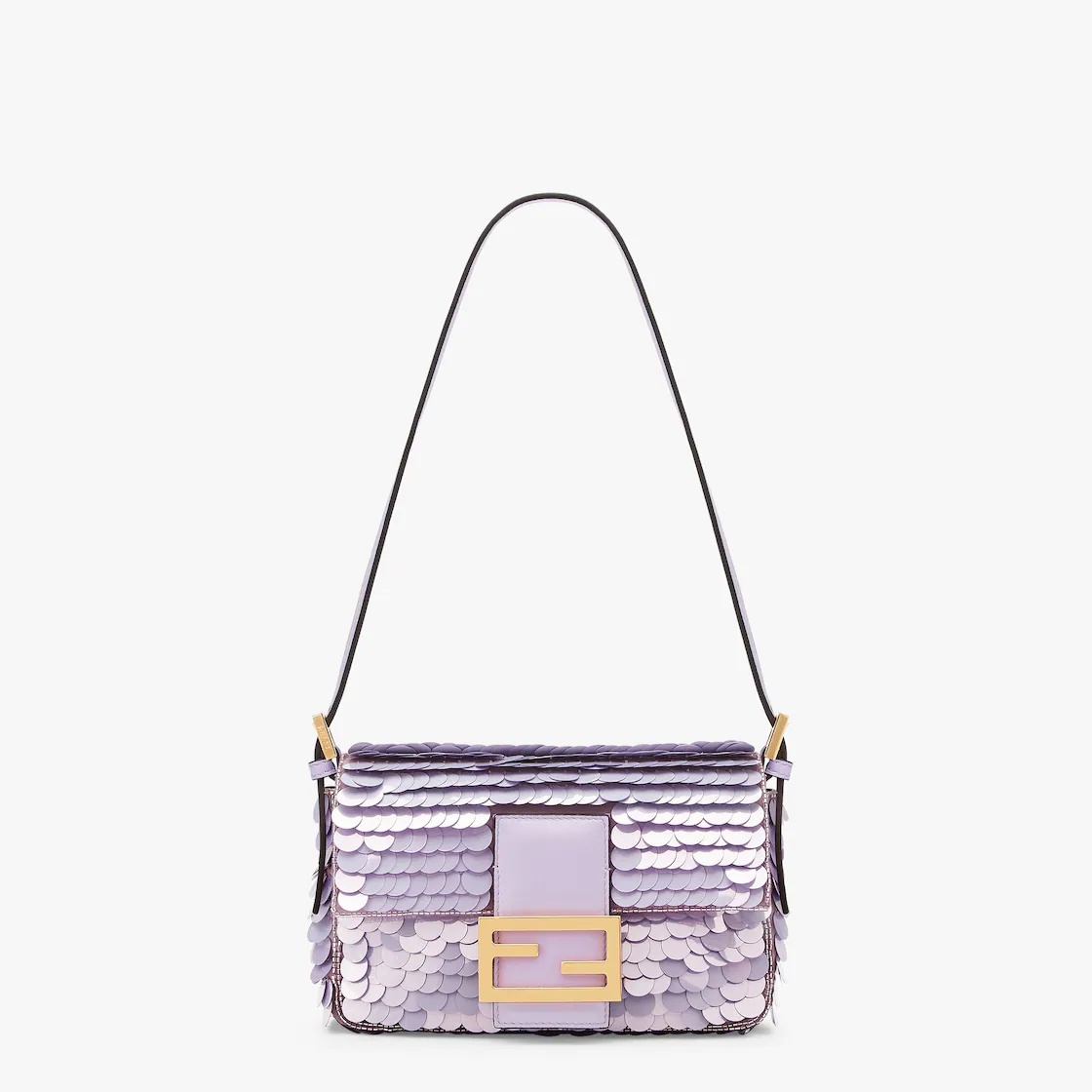 Lilac satin bag with sequins - 1