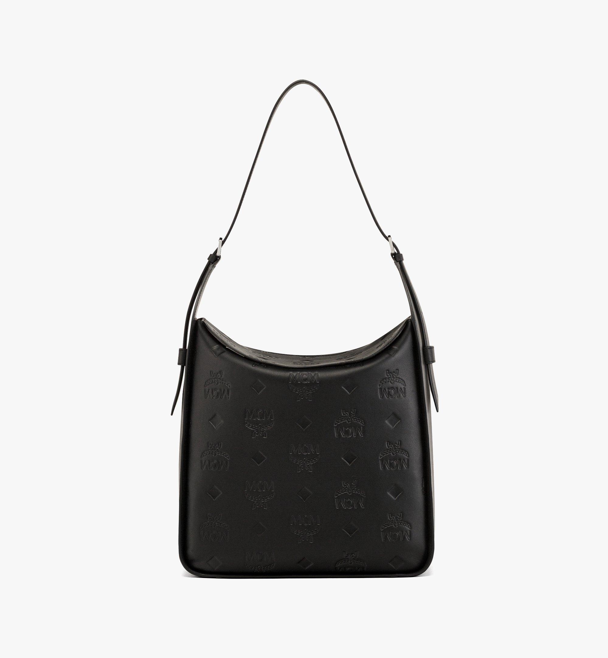 Aren Flap Hobo Bag in Embossed Monogram Leather - 1