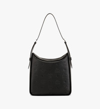 MCM Aren Flap Hobo Bag in Embossed Monogram Leather | REVERSIBLE