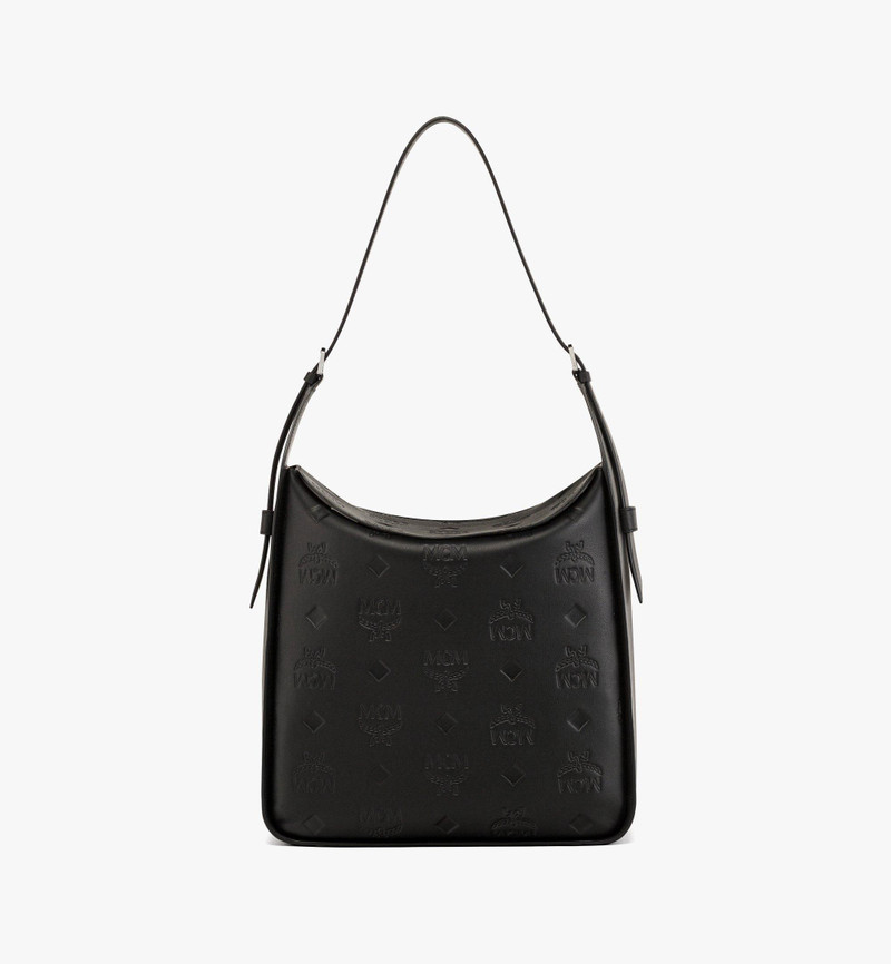Aren Flap Hobo Bag in Embossed Monogram Leather 1