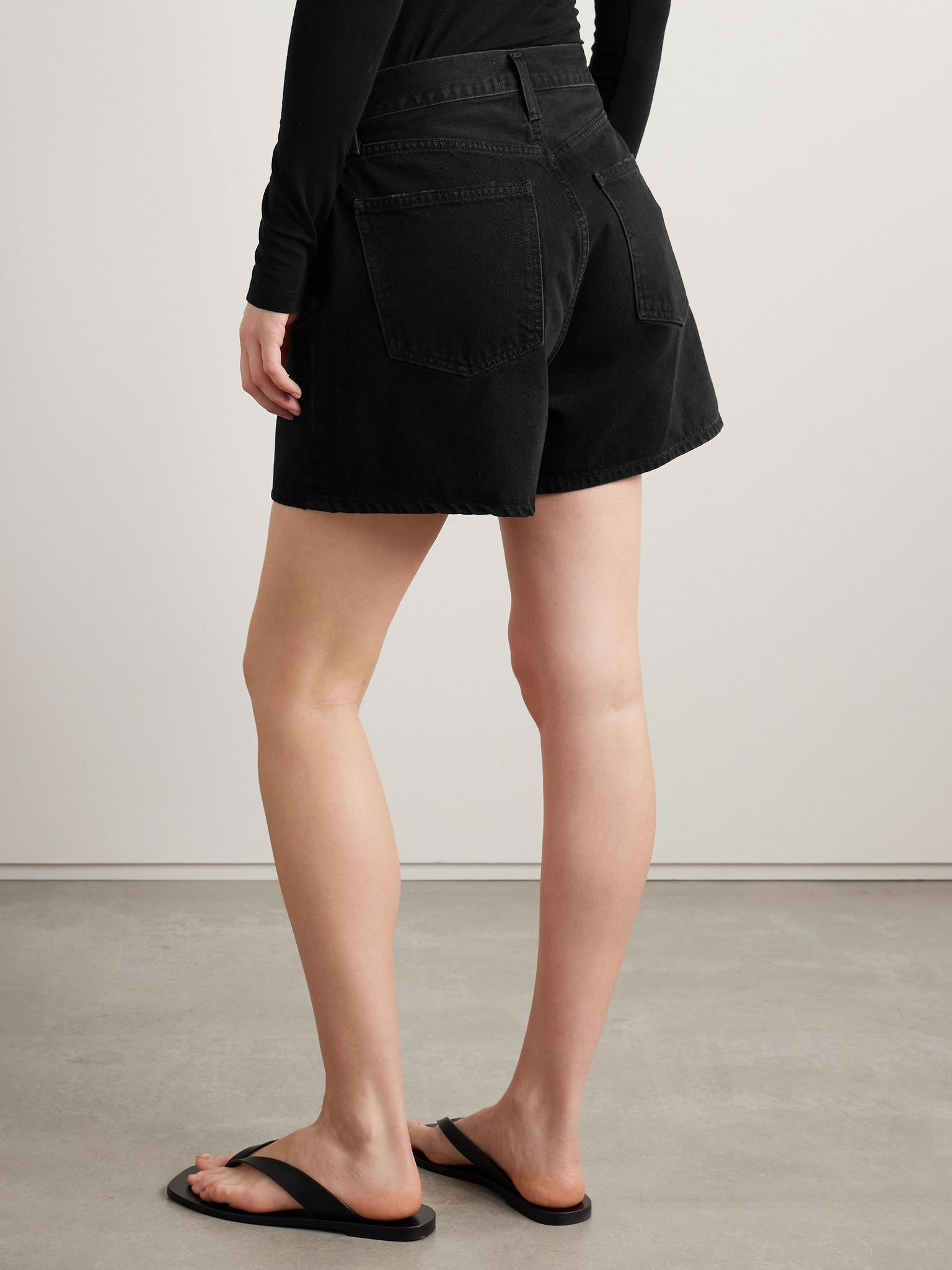 Rhoda pleated organic denim shorts Black - 3