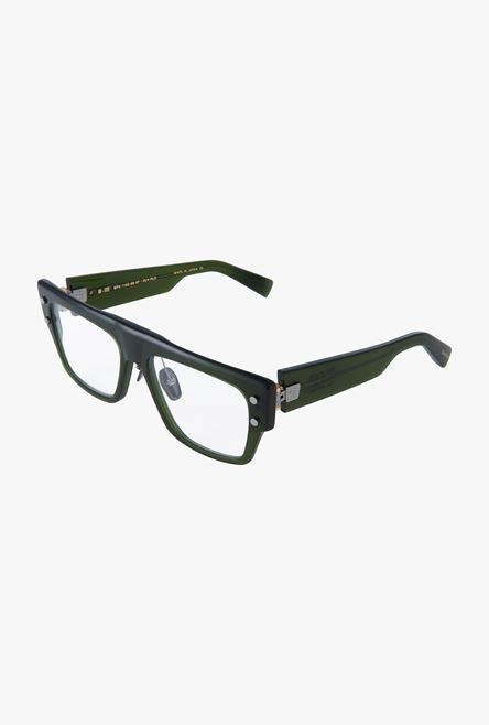 Dark green titanium oversized square B-III eyeglasses - 2