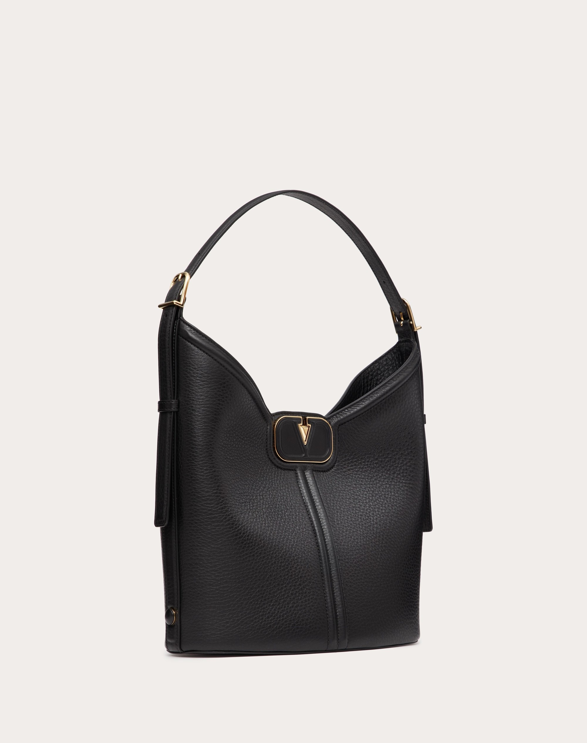 VLOGO LEATHER HOBO BAG IN GRAINY CALFSKIN - 2