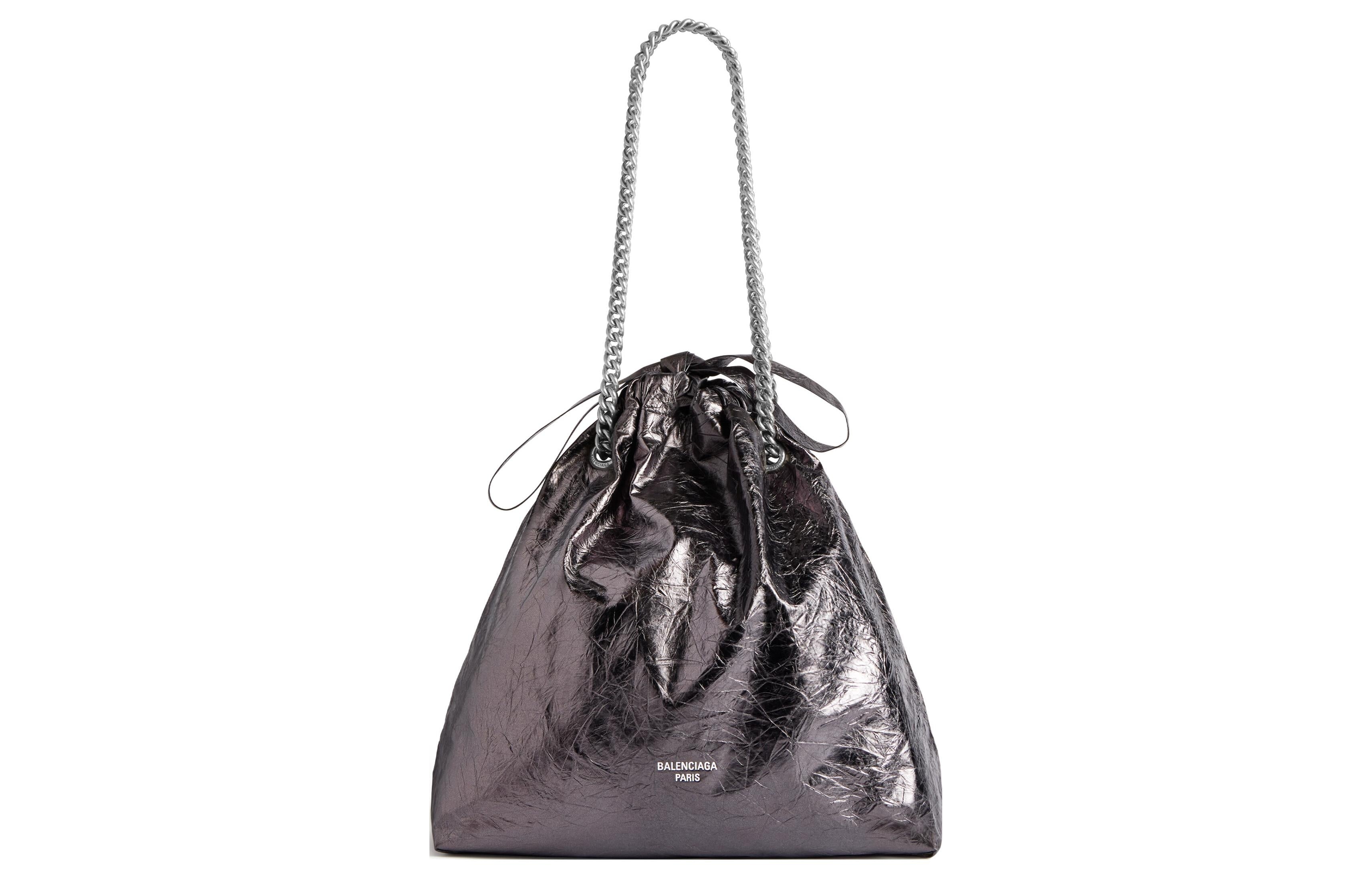 (WMNS) Balenciaga Crush Medium Tote Bag Metallized 'Grey' 7429412AATG1314 - 5