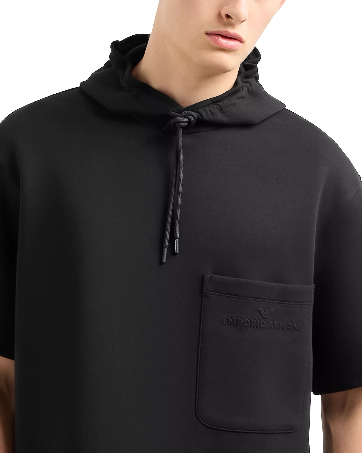 Double Jersey Short Sleeved Hooded Sweatshirt - 4
