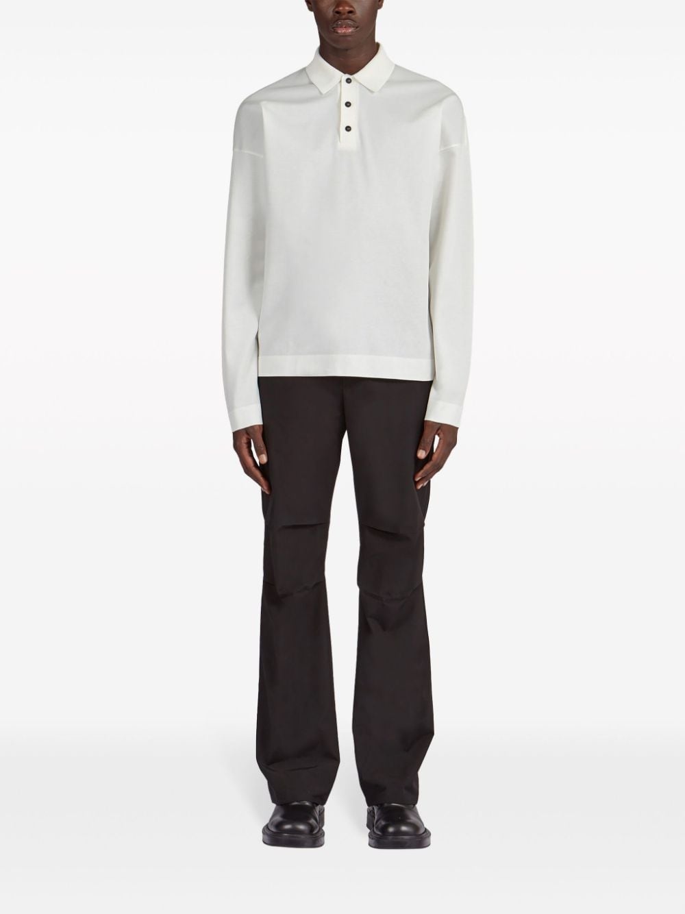 long-sleeve cotton polo shirt - 2