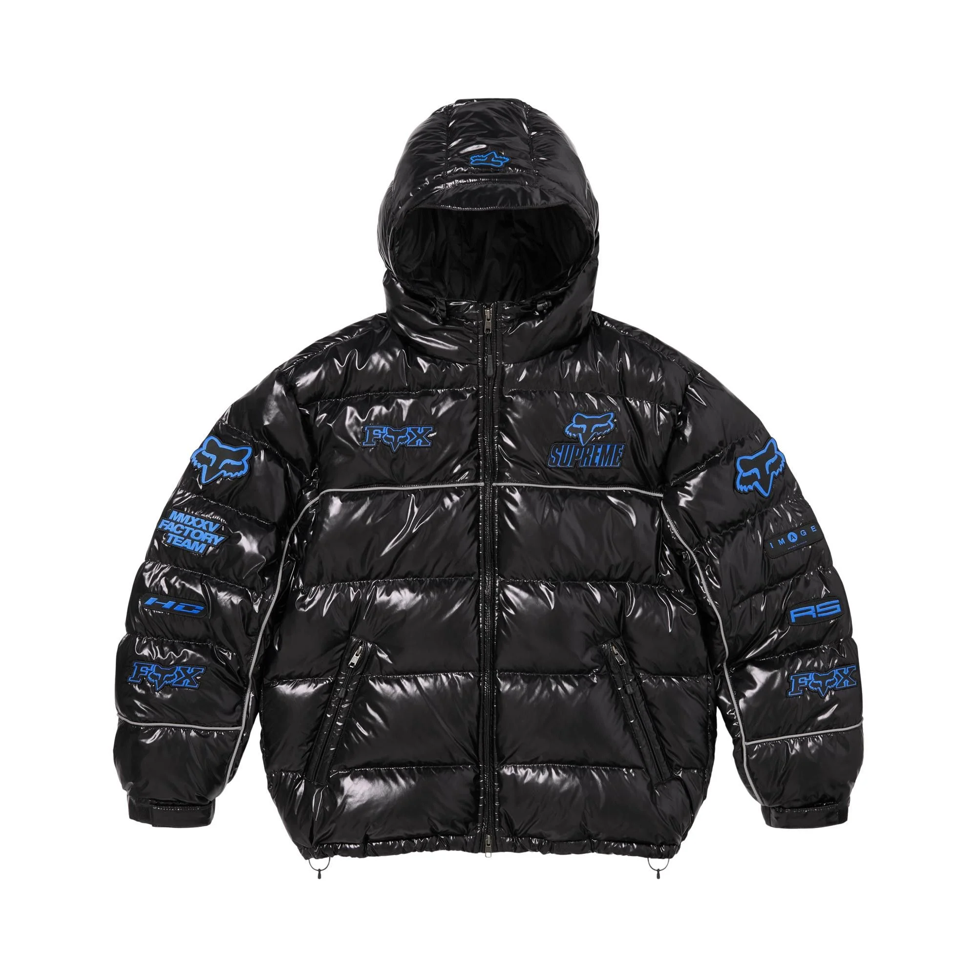Supreme x Fox Racing Shiny Down Puffer Jacket 'Black' - 1