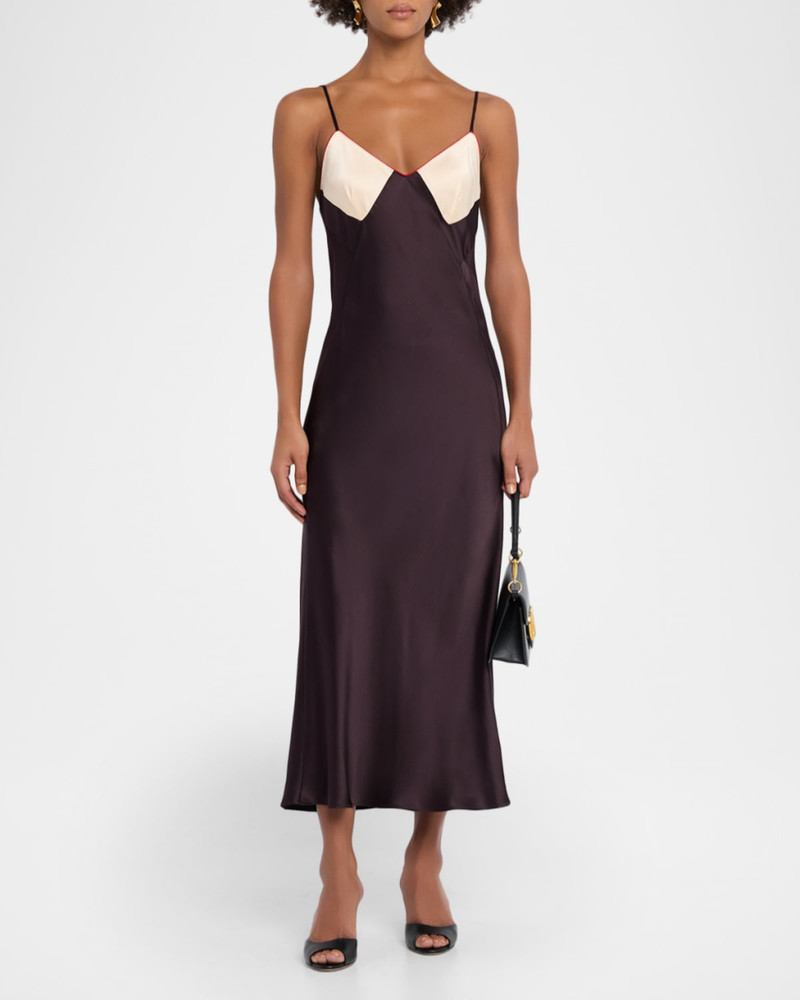 SABLYN Rory Colorblock Bias-Cut Silk Dress outlook