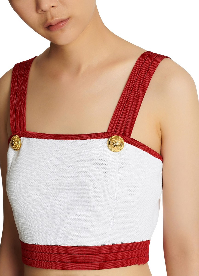Knit crop top with gold-tone buttons 4