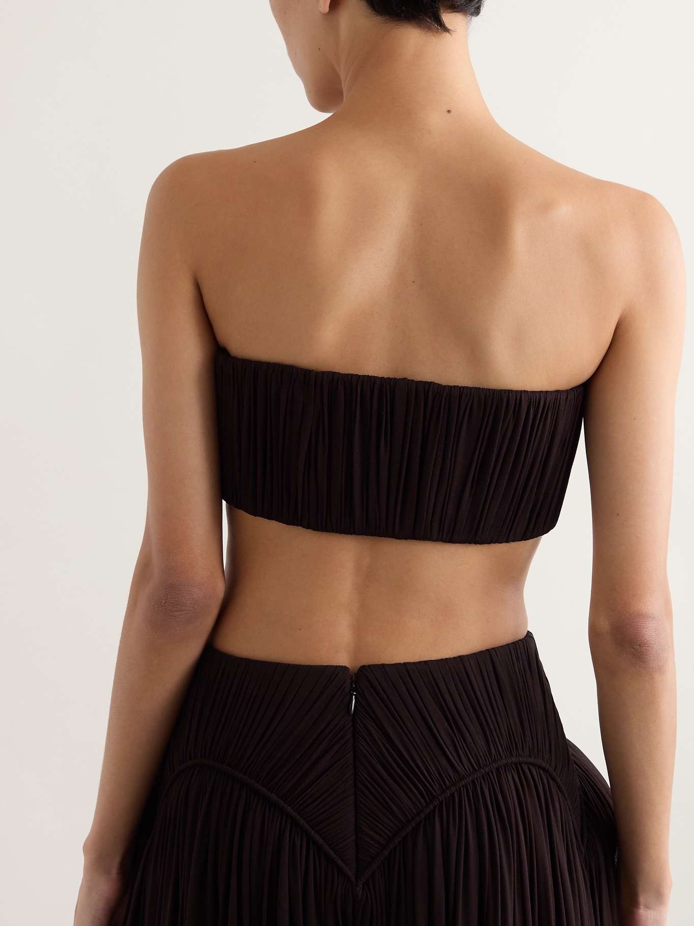 Pleated crepe bandeau bra Dark brown - 3