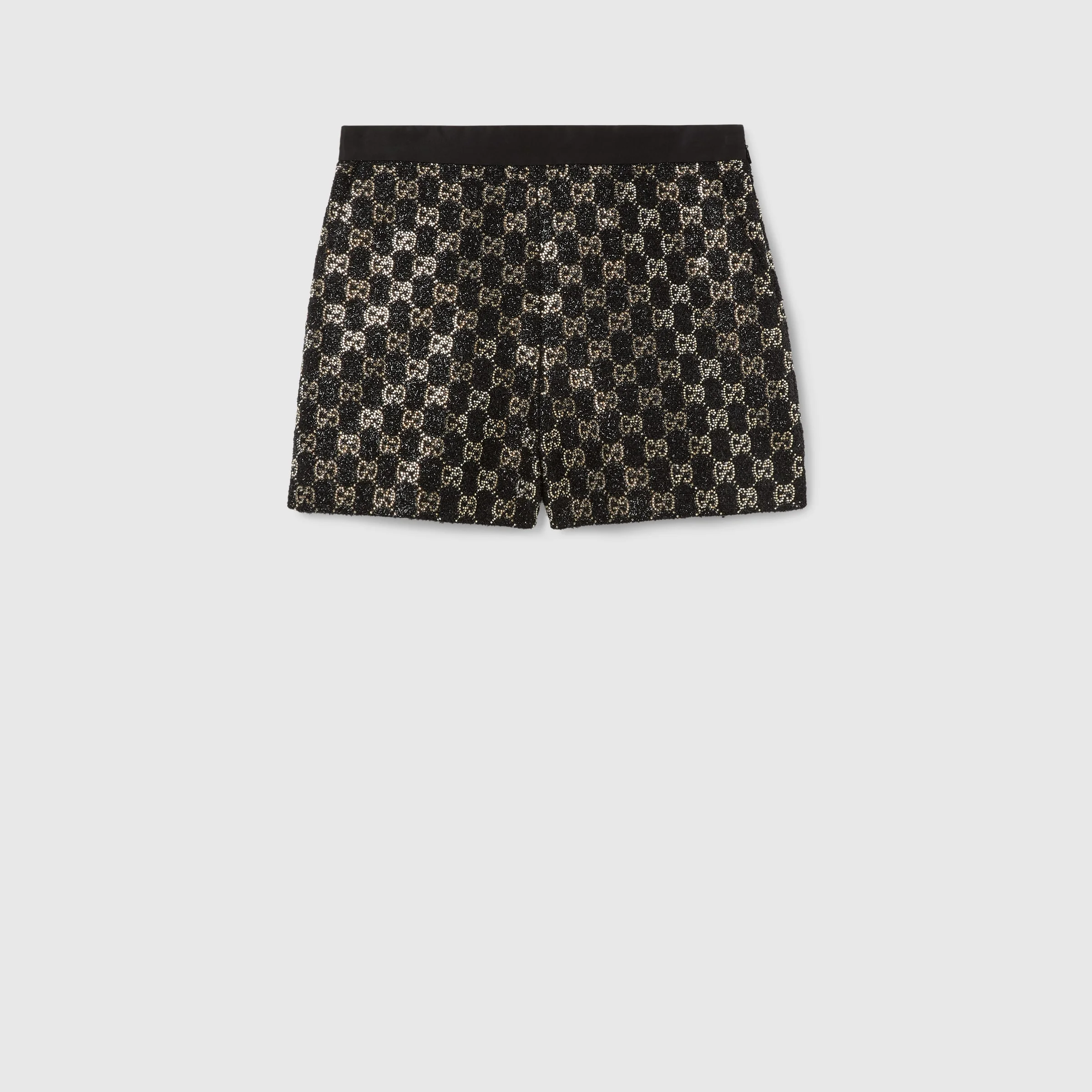 Embroidered wool tweed lamé shorts - 1