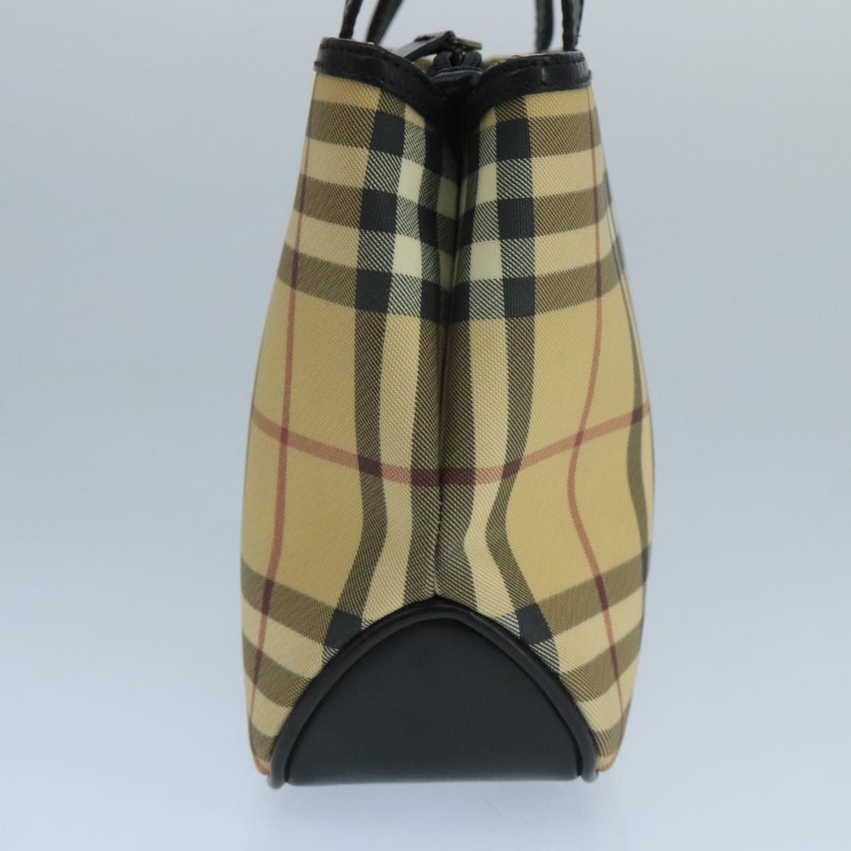 Burberry Nova Check Hand Bag Coated Canvas Beige Black Silver - 4