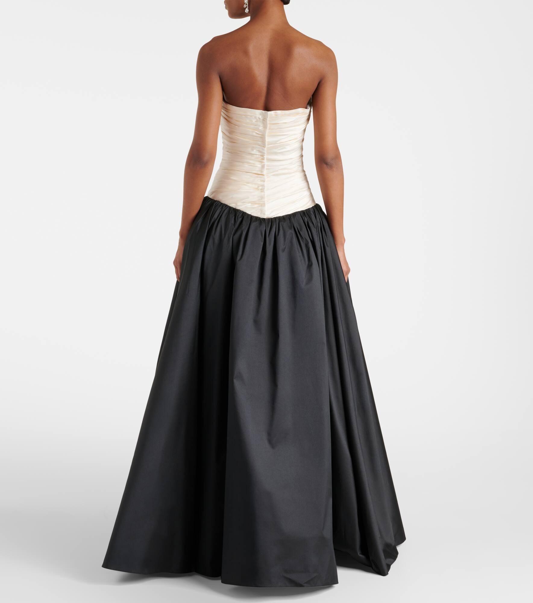 Strapless mikado and taffeta gown - 3