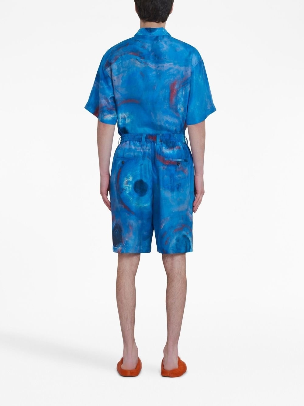 PAINTERLY-PRINT SILK SHORTS - 4