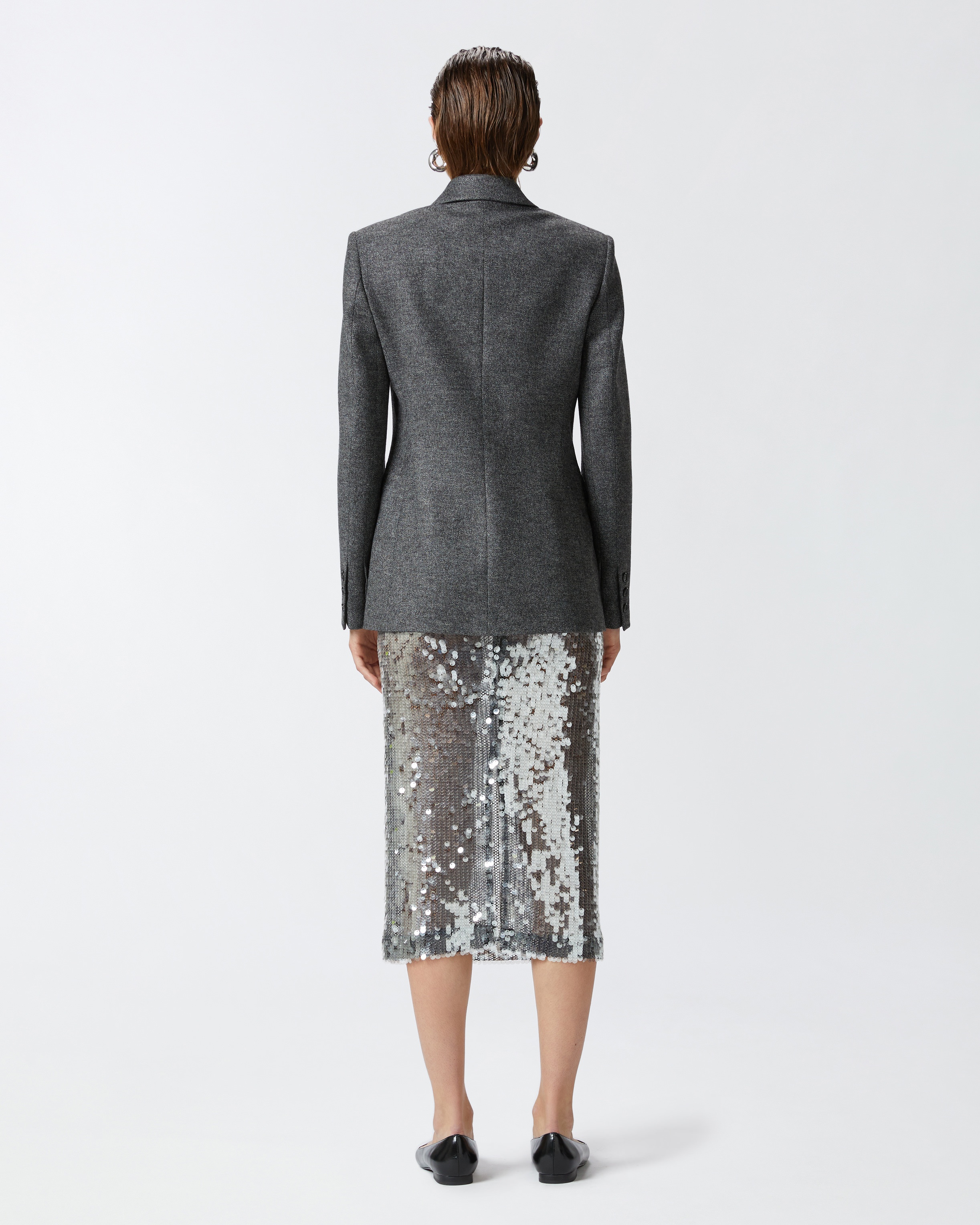 SALT AND PEPPER PATTERNED FLANNEL BLAZER - 4