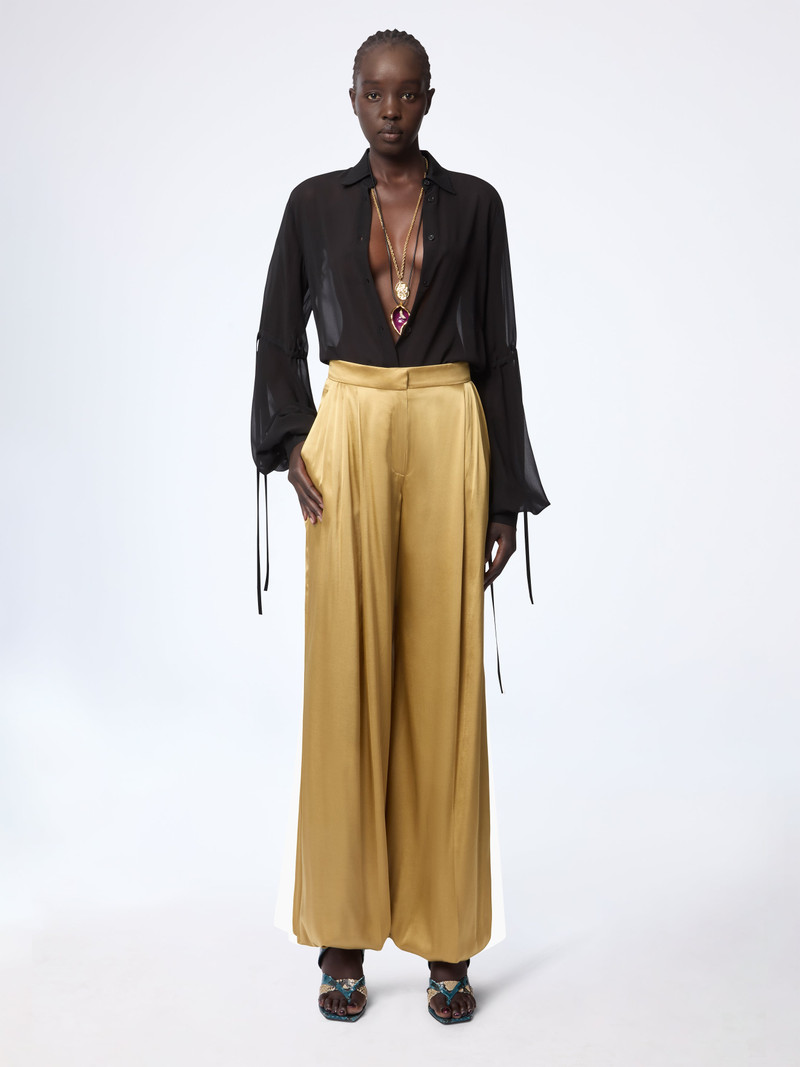 Gold Harem Silk Satin Pants 1