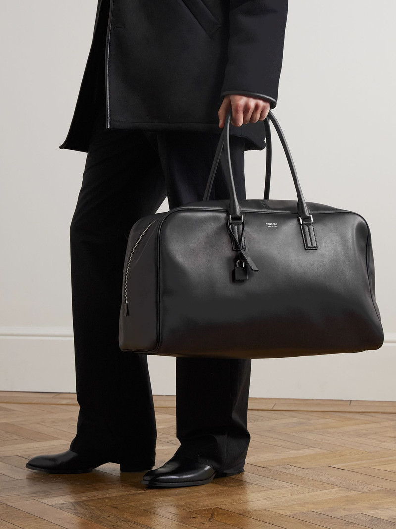 TOM FORD Logo-Print Leather Weekend Bag Black outlook