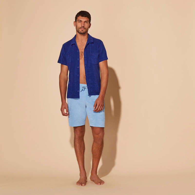 Men Bermuda Shorts Solid Mineral Dye 5