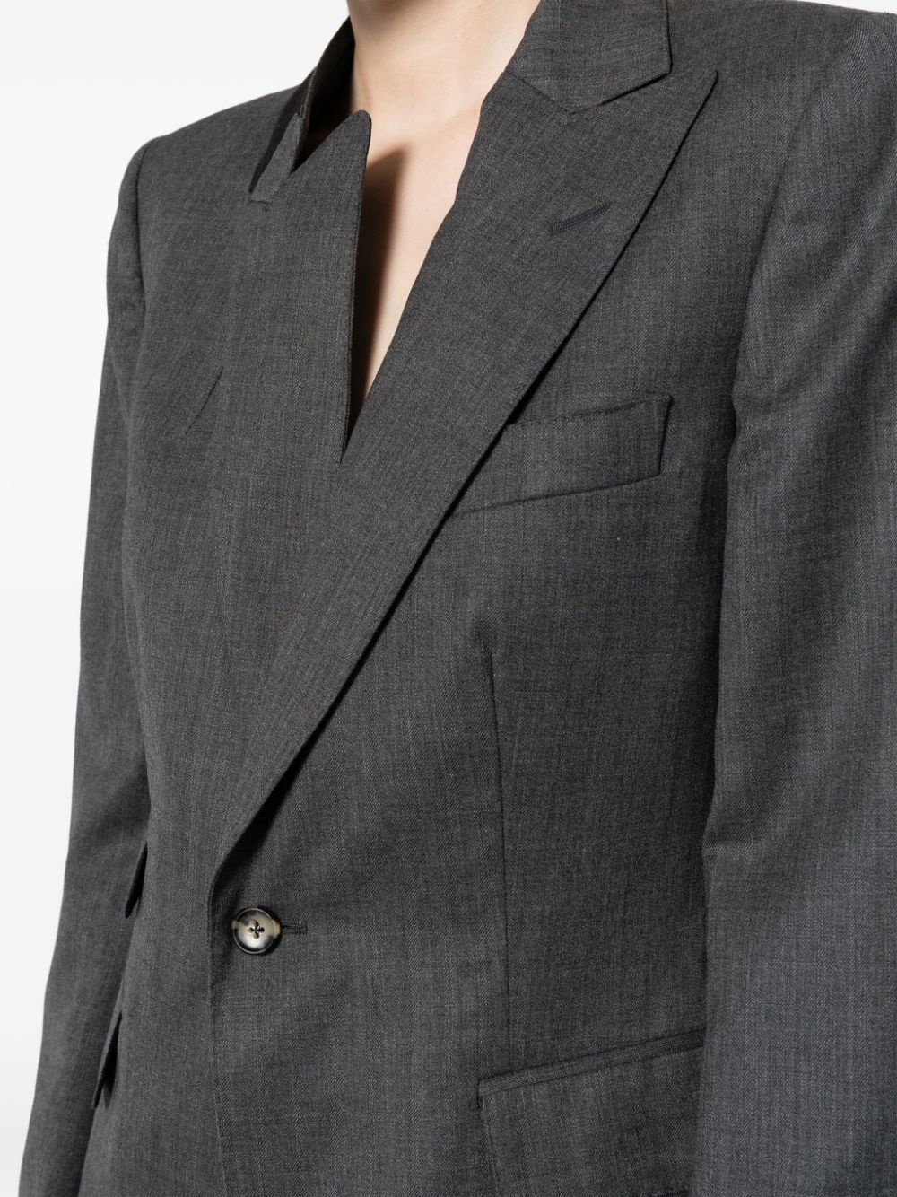 asymmetric single-breasted blazer - 5