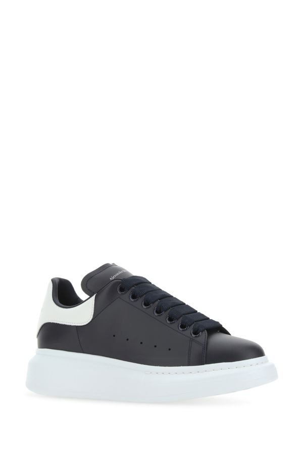 Alexander Mcqueen Woman Black Leather Sneakers With White Leather Heel - 2