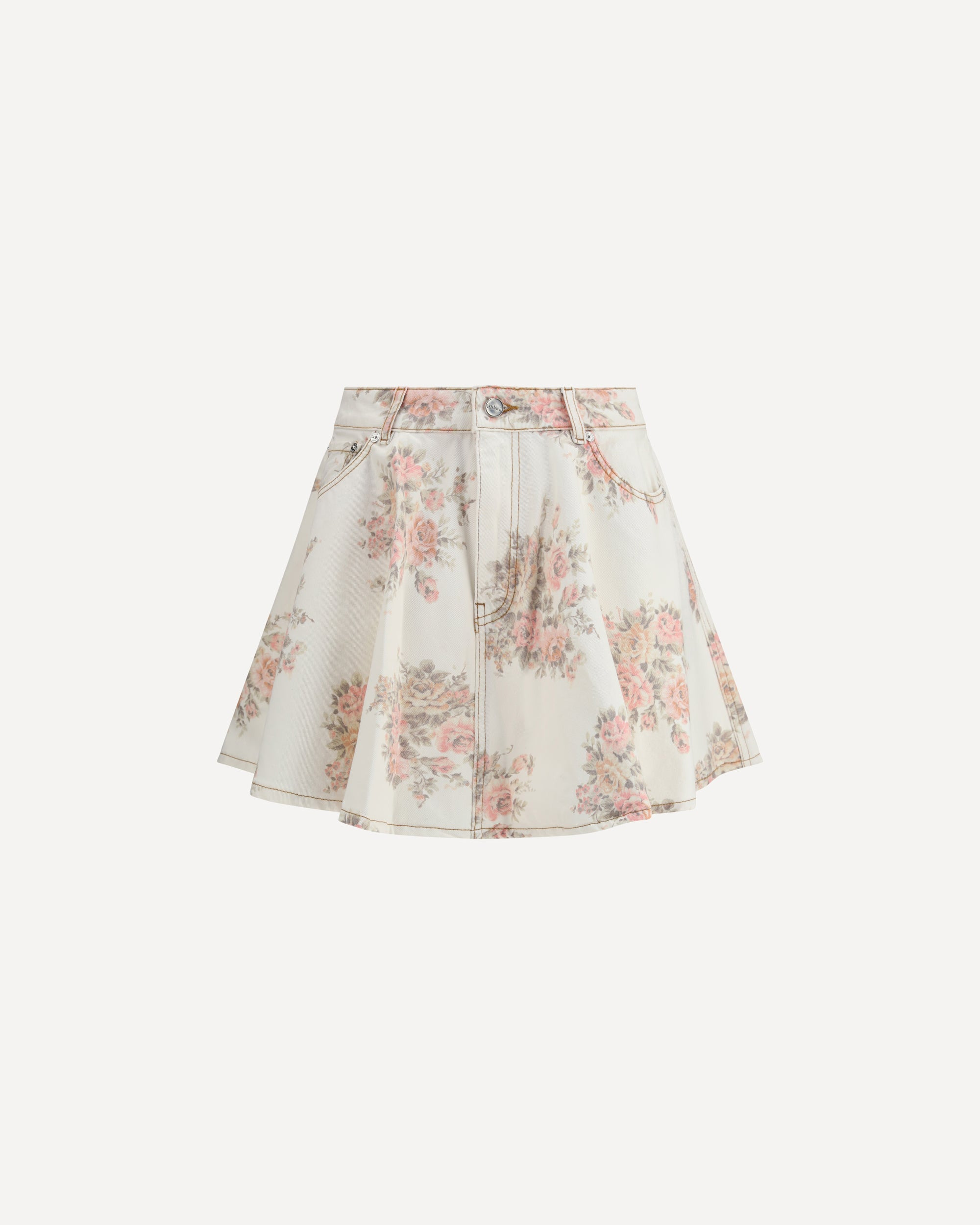 Floral print denim Miniskirt - 1
